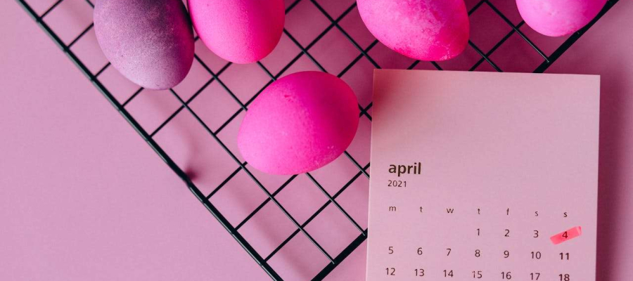 calendar showing April and some easter eggs