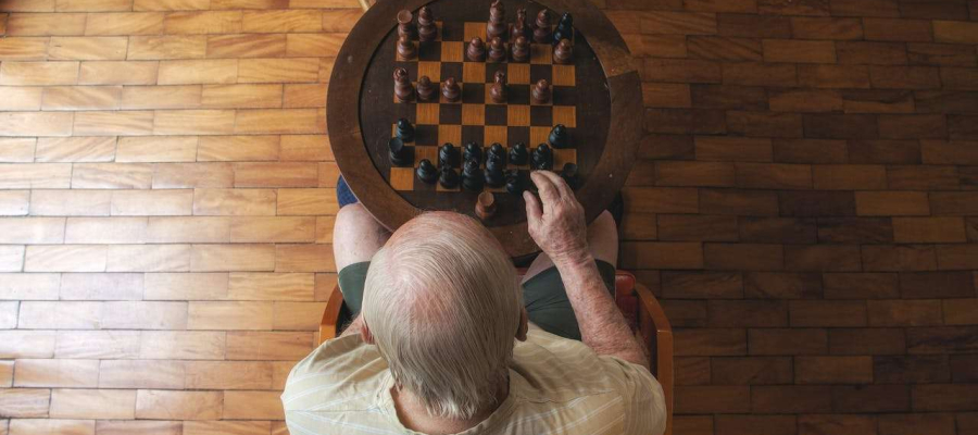 man playing chess