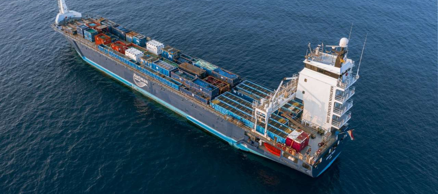 a ship carrying goods across the ocean