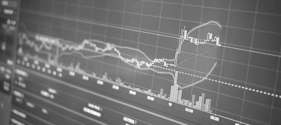 a black and white image showing a stocks and shares graph