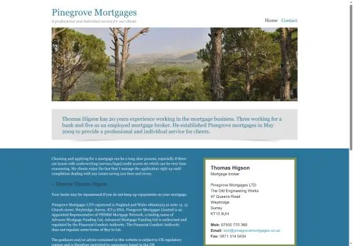 Website Image of Pinegrove Mortgages Limited