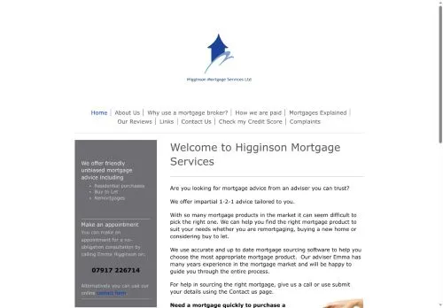 Website Image of Higginson Mortgage Services LTD