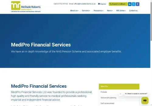 Website Image of Medipro Financial Services LTD
