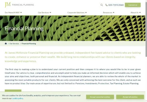 Website Image of James McKenzie Financial Planning LTD