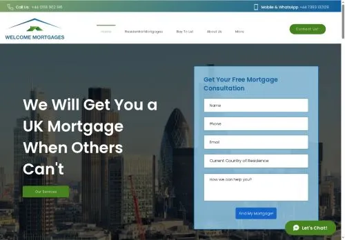 Website Image of Welcome Mortgages Limited