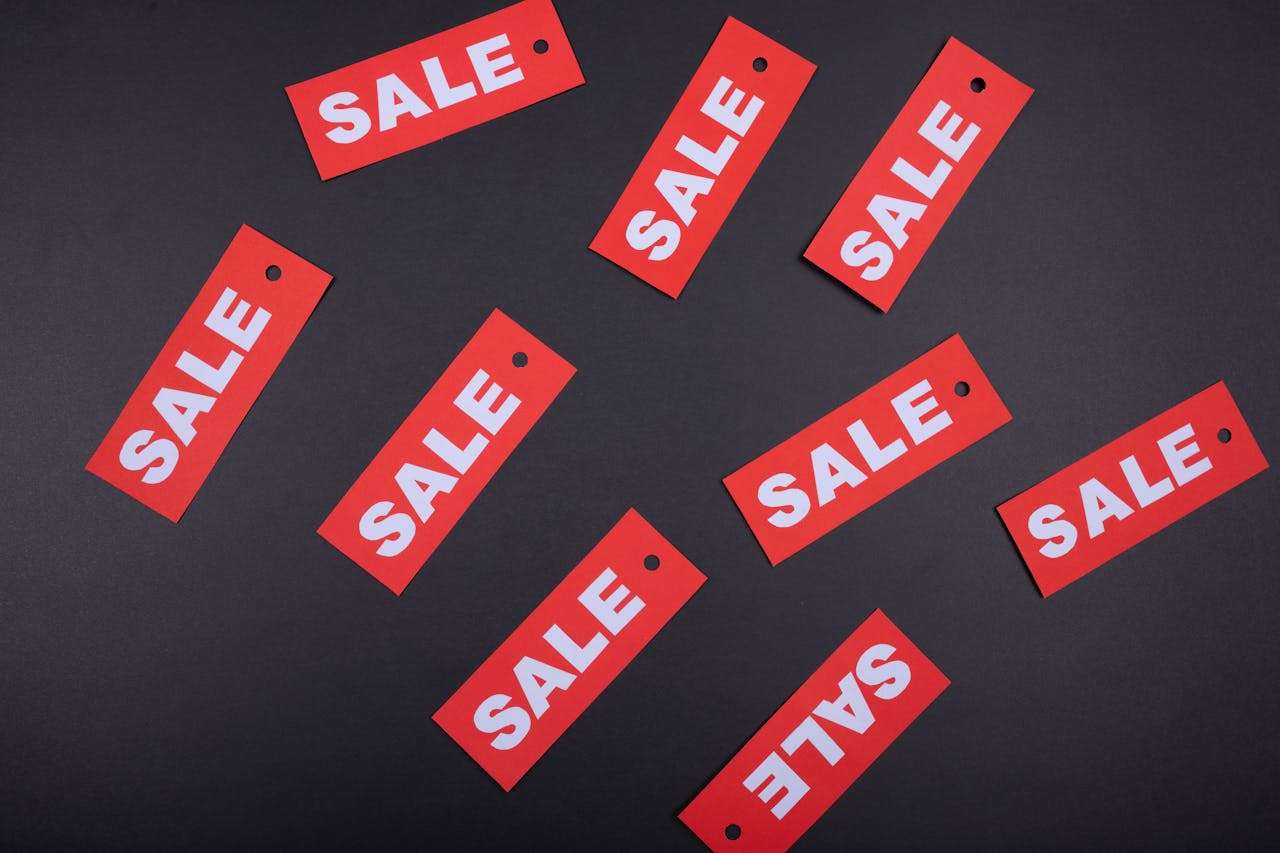 sale signs.