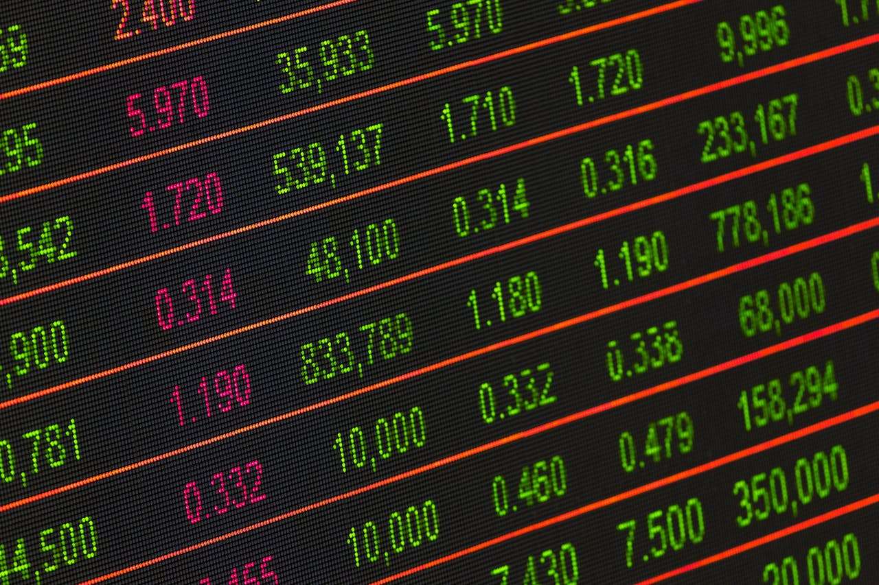 a screen showing a list of different stocks changing