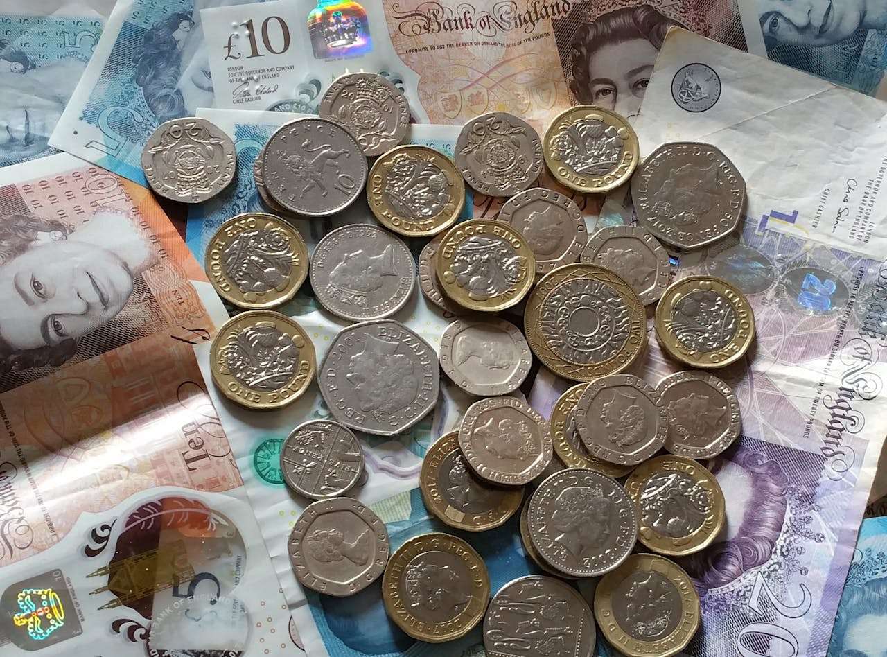 a mixture of different english currency amounts