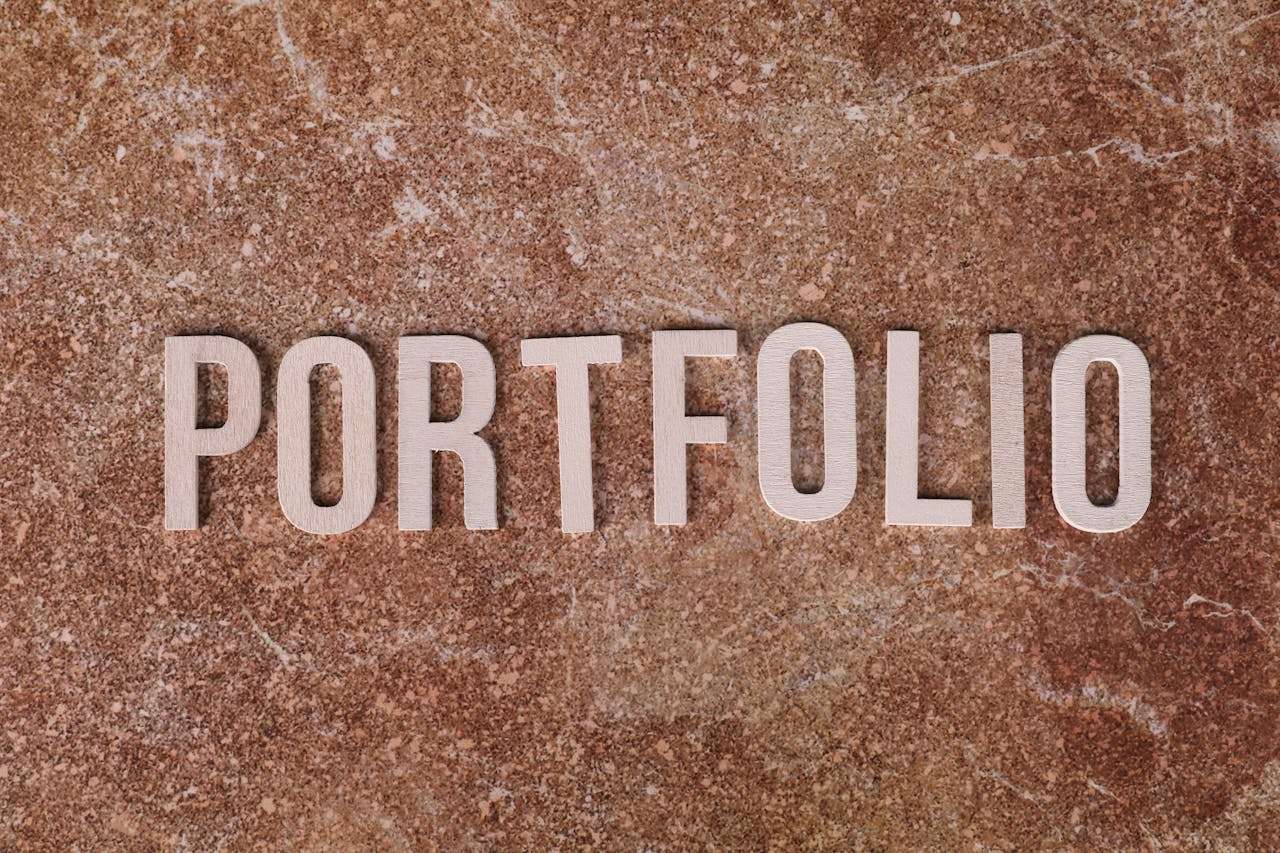 portfolio made of wooden letters